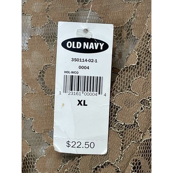 Vintage Old Navy Top Womens‎ XL Brown Lace 3/4 Sleeve V Neck See Through Sheer - Picture 9 of 10